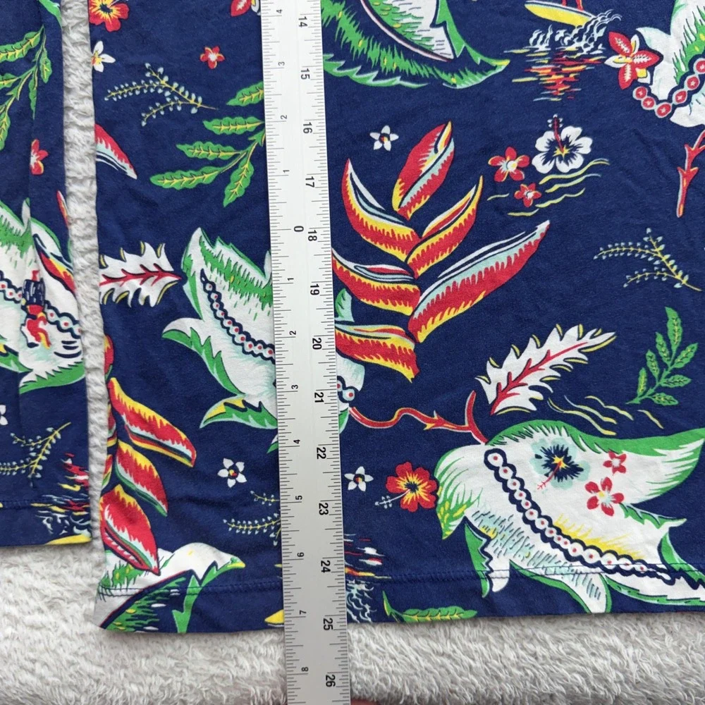 Polo Ralph Lauren Mene XS Navy Hawaiian Tropical Surf Print Hooded Long Slv